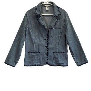 Degato Blue and White Striped Blazer. Size M